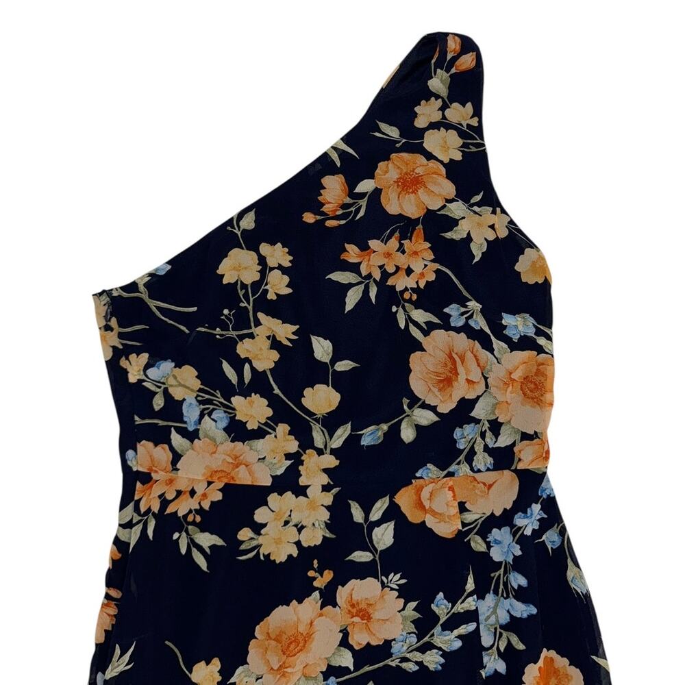 NEW BNWT Lulus Elegant Admiration Navy Floral One Shoulder Maxi Dress Sz Small - Picture 7 of 11